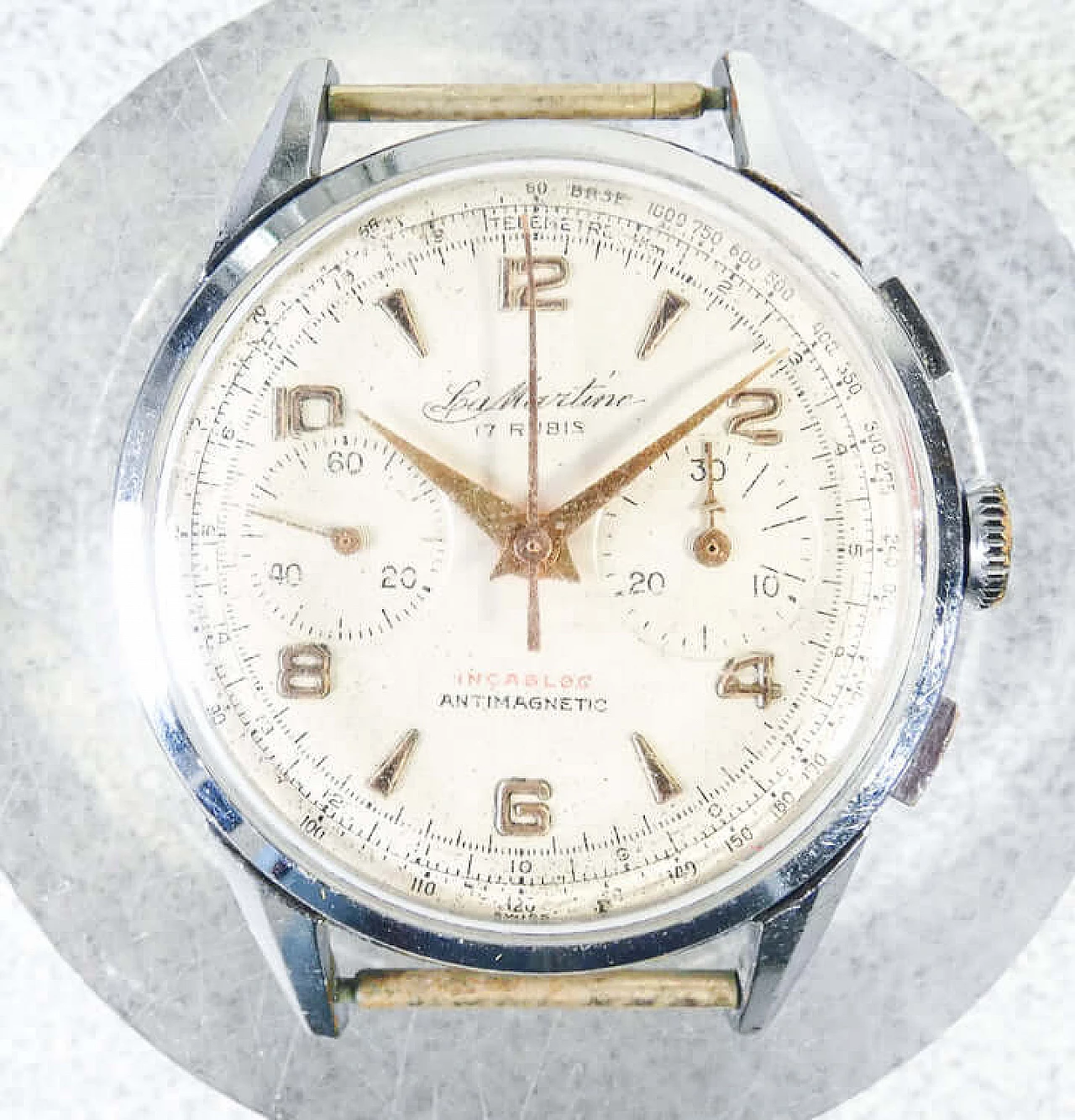 La Martine Landeron 248 wrist chronograph watch, 1960s 1