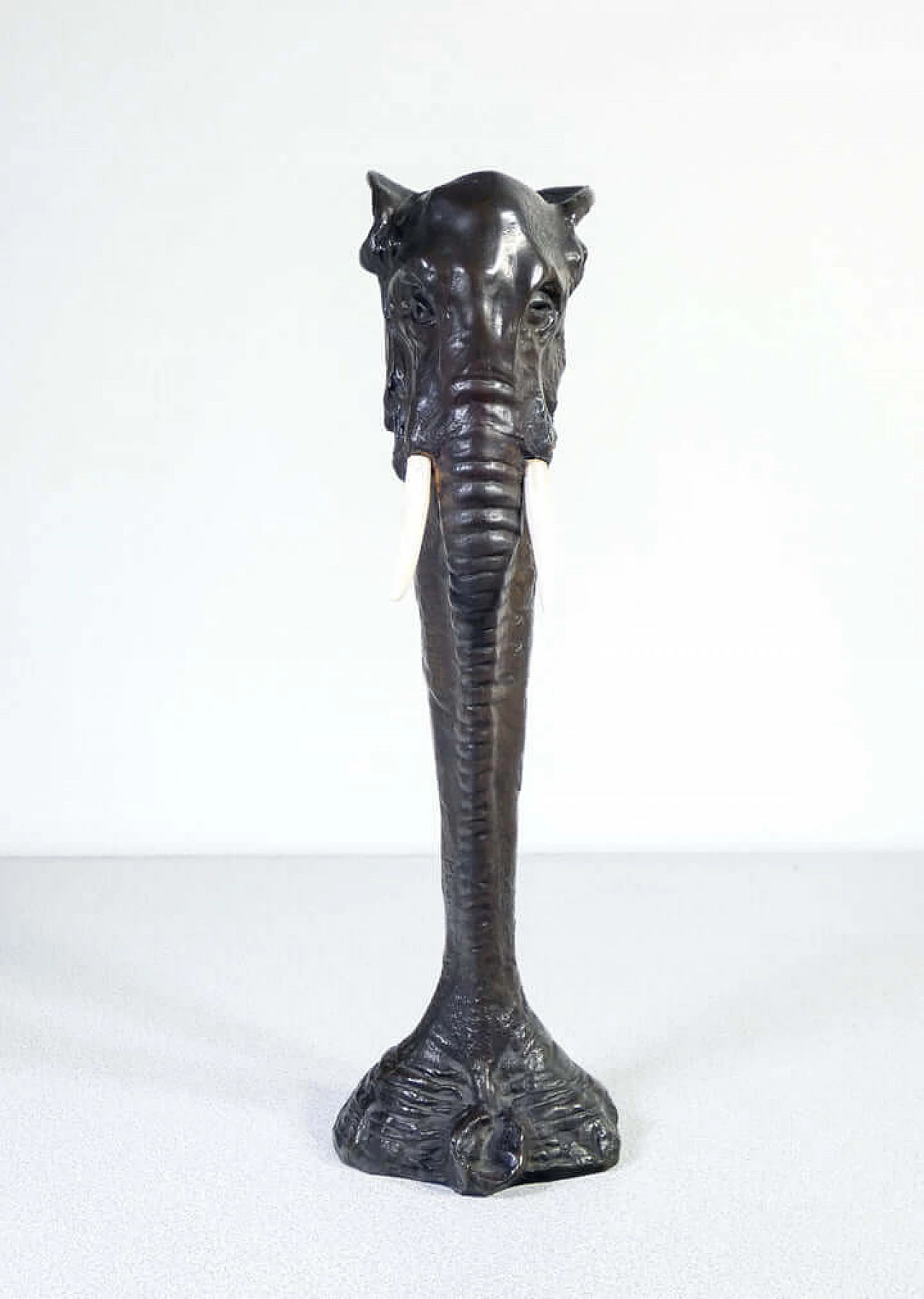 Bronze elephant-head vase by Louis Loiseau-Rousseau, early 20th century 4