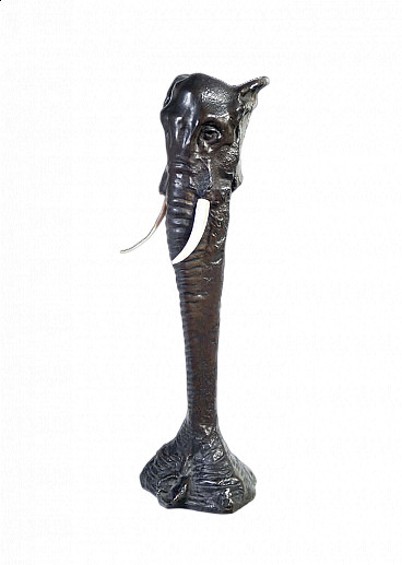 Bronze elephant-head vase by Louis Loiseau-Rousseau, early 20th century