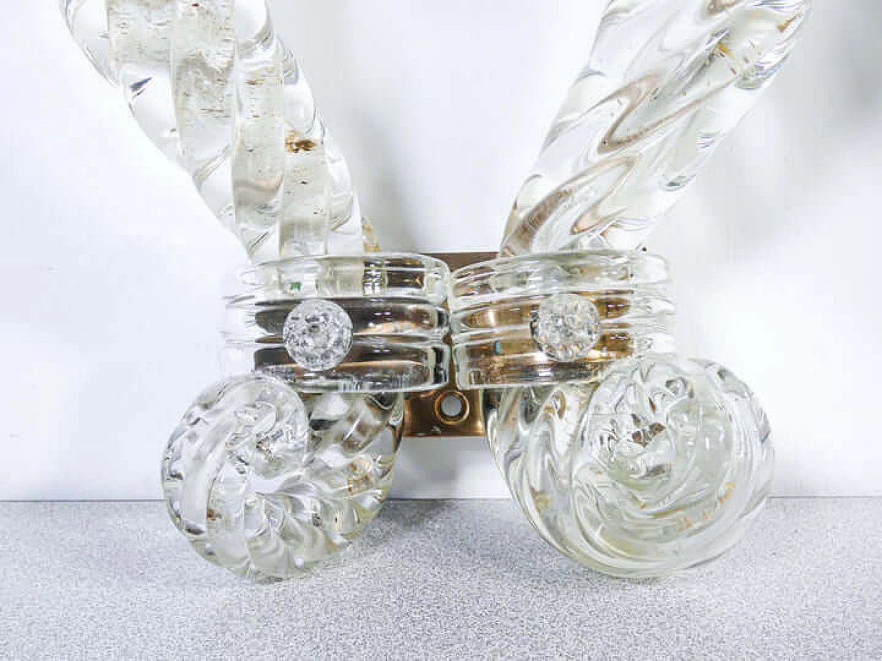 Coppia di applique in vetro soffiato e bronzo di Barovier, inizio '900 9