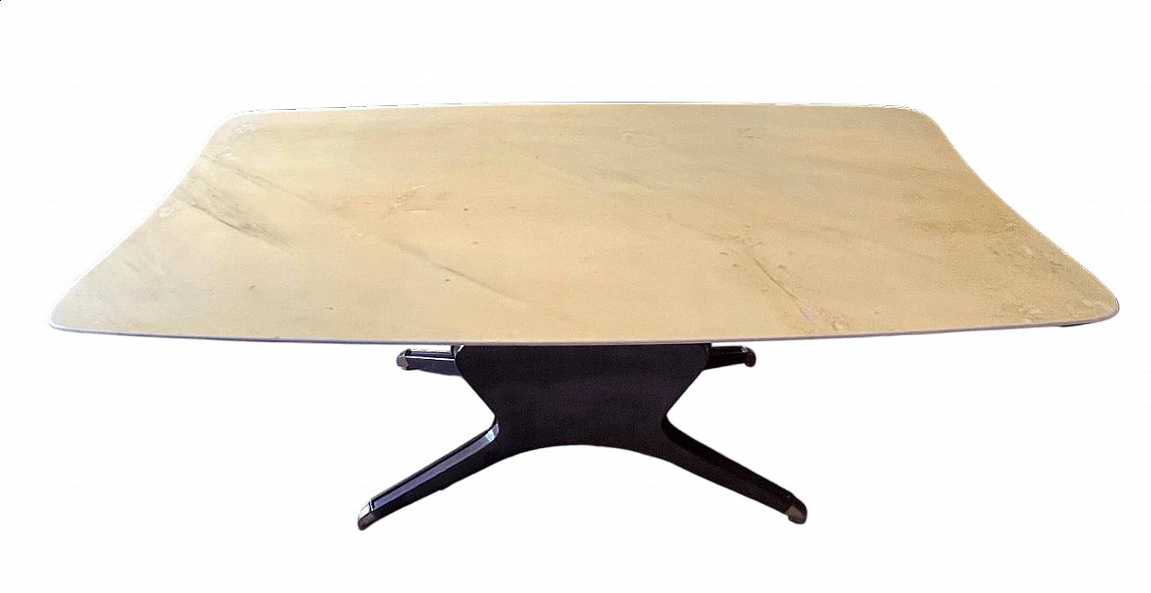 Wooden table with marble top attributable to Osvaldo Borsani, 1950s 11