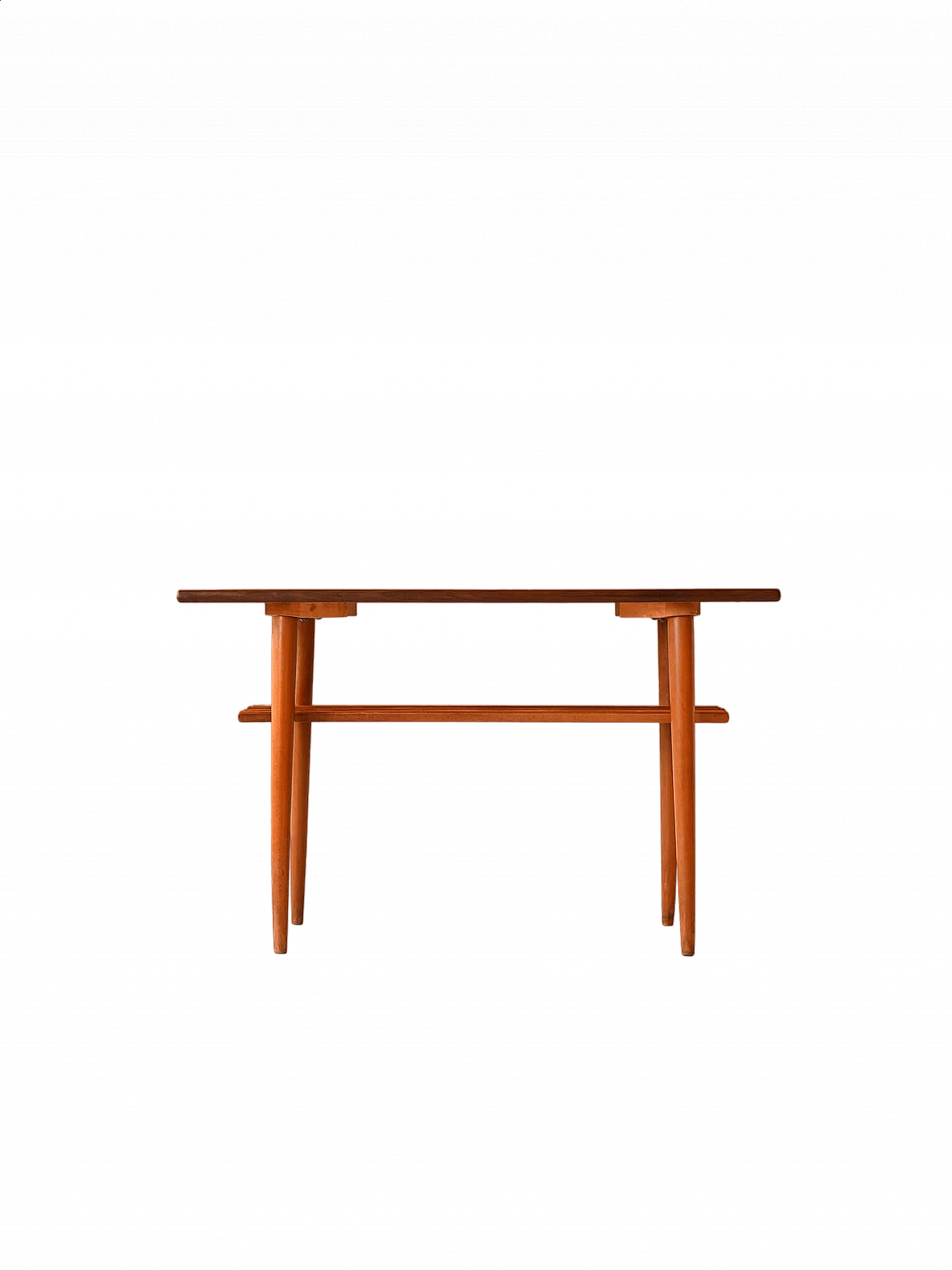 Tavolino da divano in teak e betulla con portariviste, anni '60 9