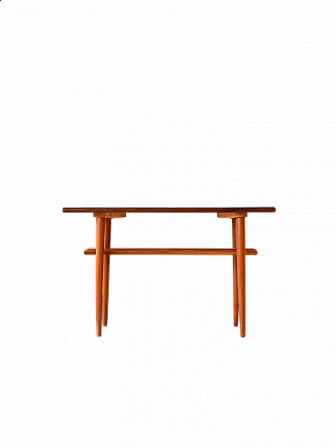 Tavolino da divano in teak e betulla con portariviste, anni '60