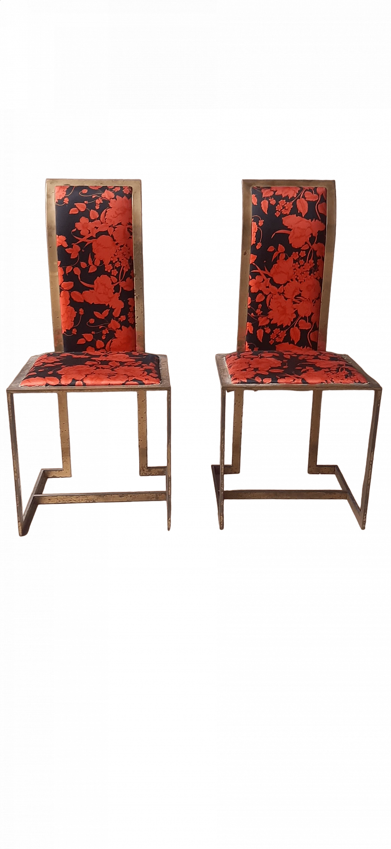 Pair of chairs by Willy Rizzo for Romeo Rega, 1970s 7