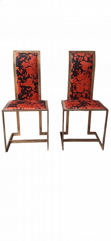 Coppia di sedie di Willy Rizzo per Romeo Rega, anni '70