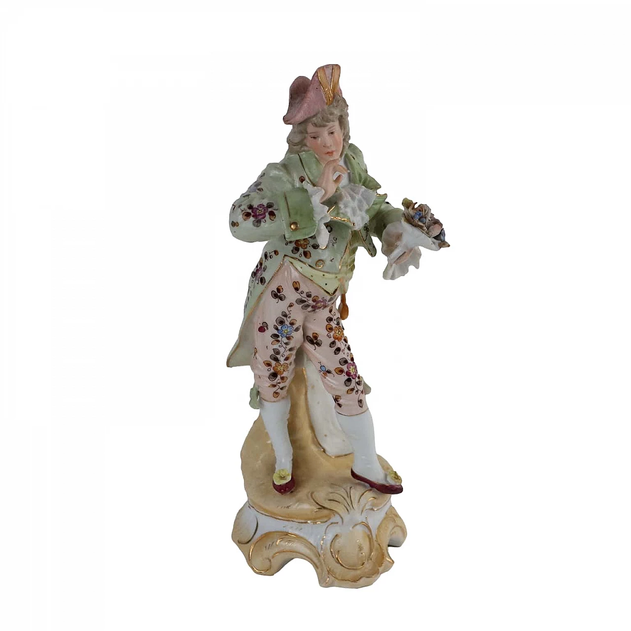 Biscuit porcelain gallant cicisbeo sculpture, late 19th century 1