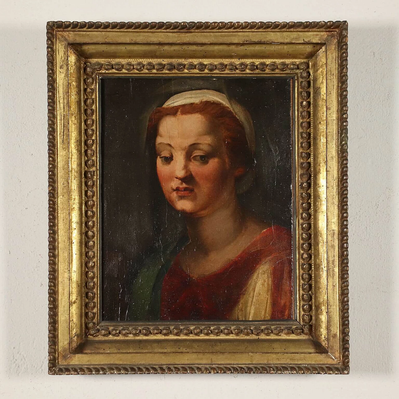 Female head in the manner of Andrea del Sarto, tempera on panel, 16th century 2