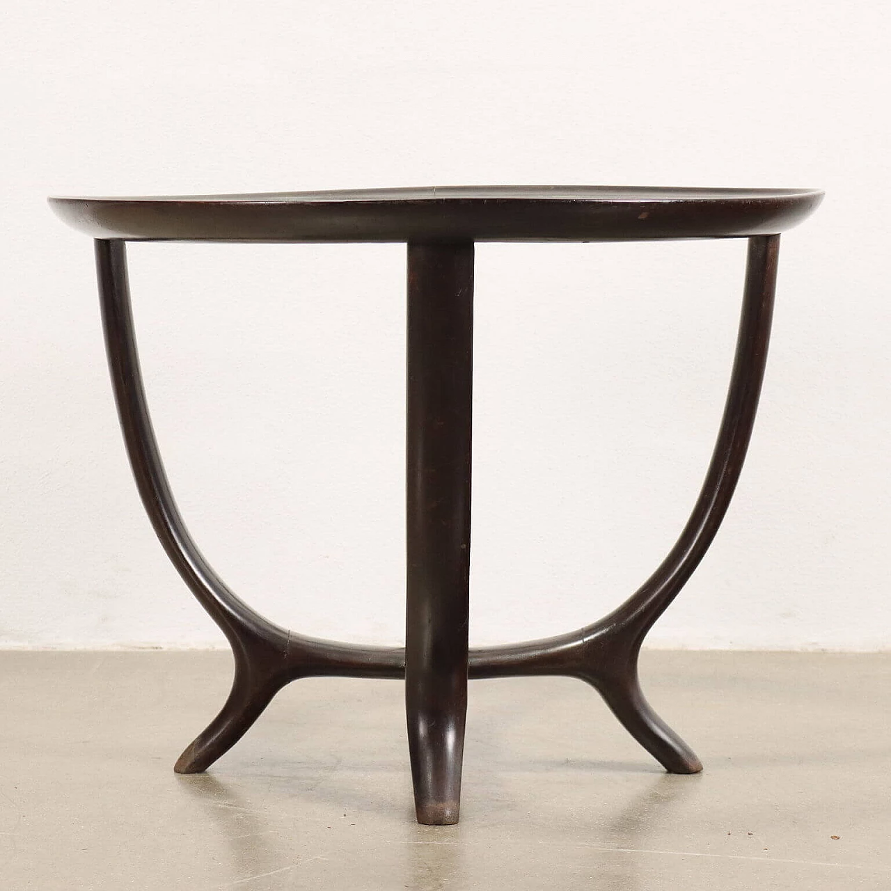 Ebony-stained wooden coffee table with glass top, 1950s 7