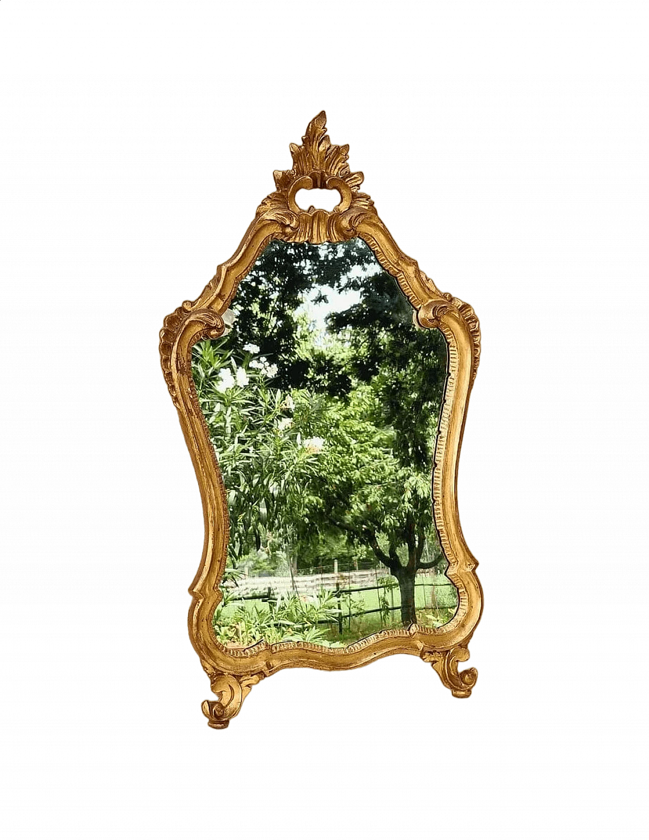 Carved and gilded wood mirror, 1950s 7