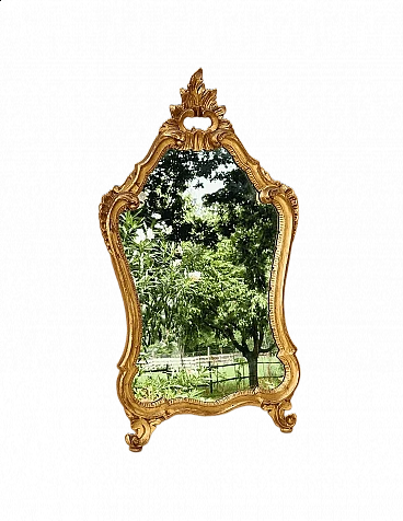 Carved and gilded wood mirror, 1950s