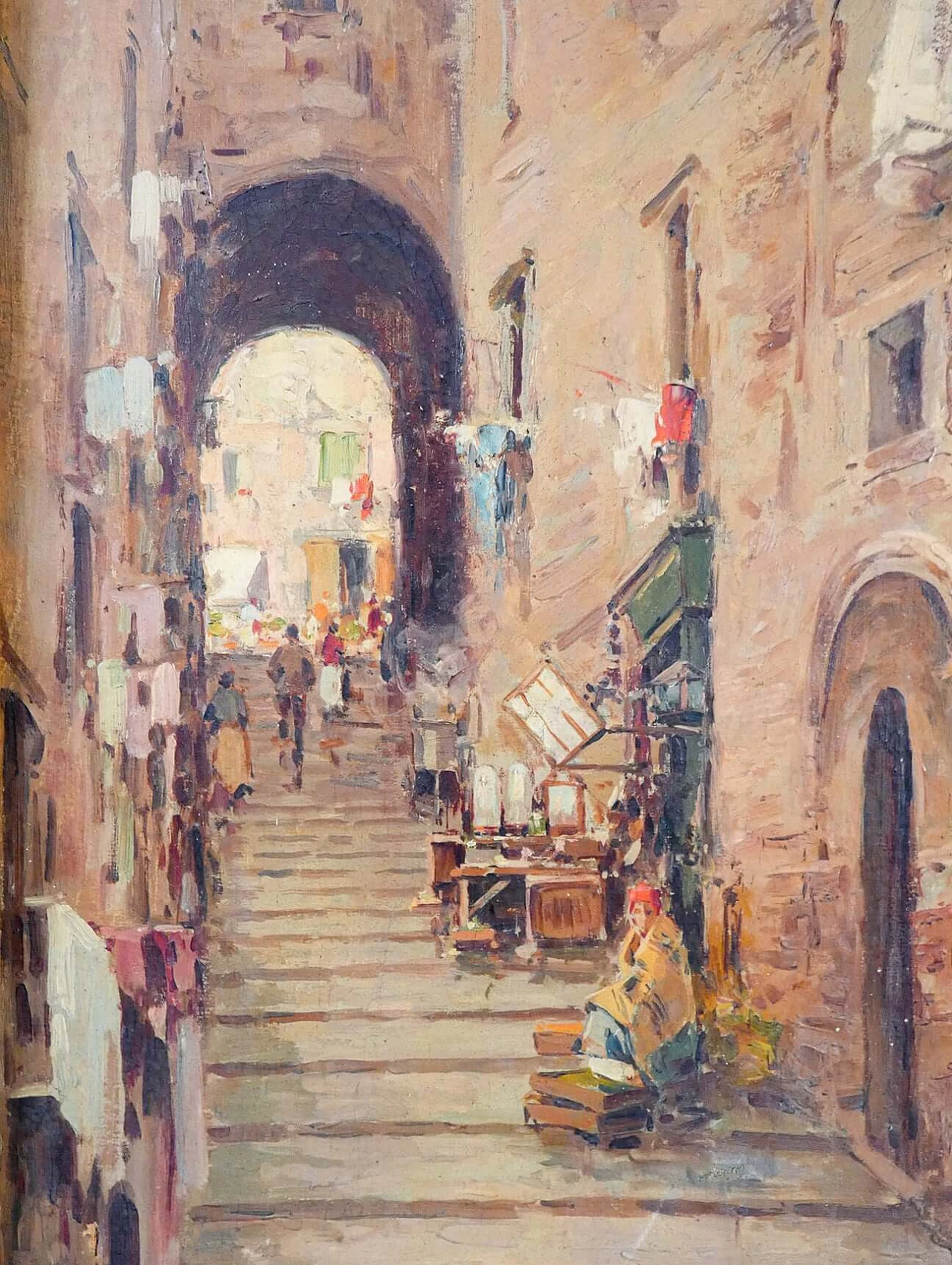 Gustavo Pisani, Stairway of Naples, oil on canvas, early 20th century 3