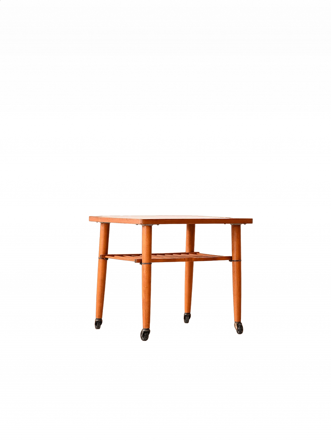 Scandinavian teak coffee table with casters, 1960s 11