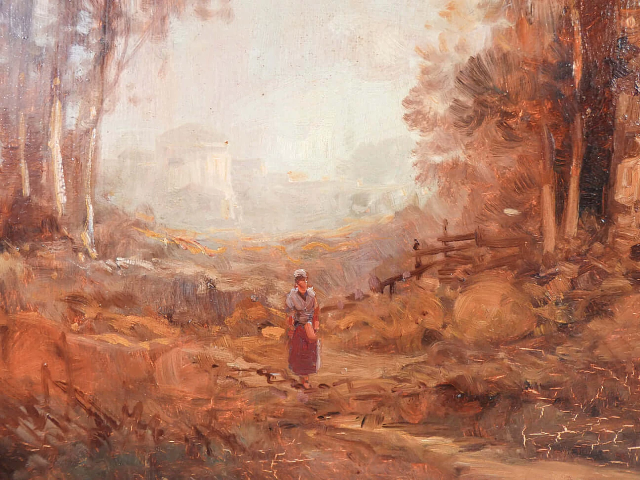 G. Piacenza, Autumnal landscape, oil on masonite, 1950s 3