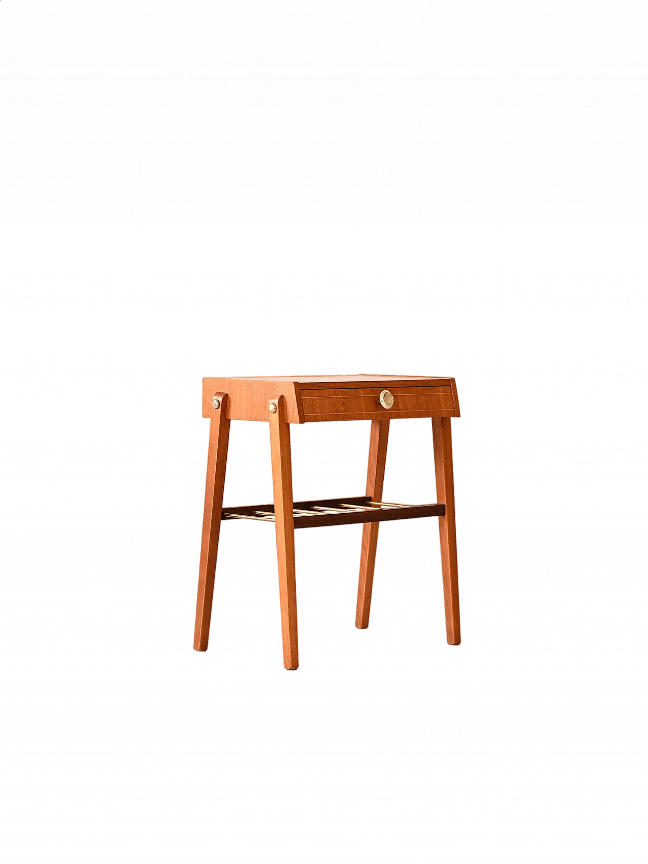 Scandinavian teak and beech bedside table, 1960s 11