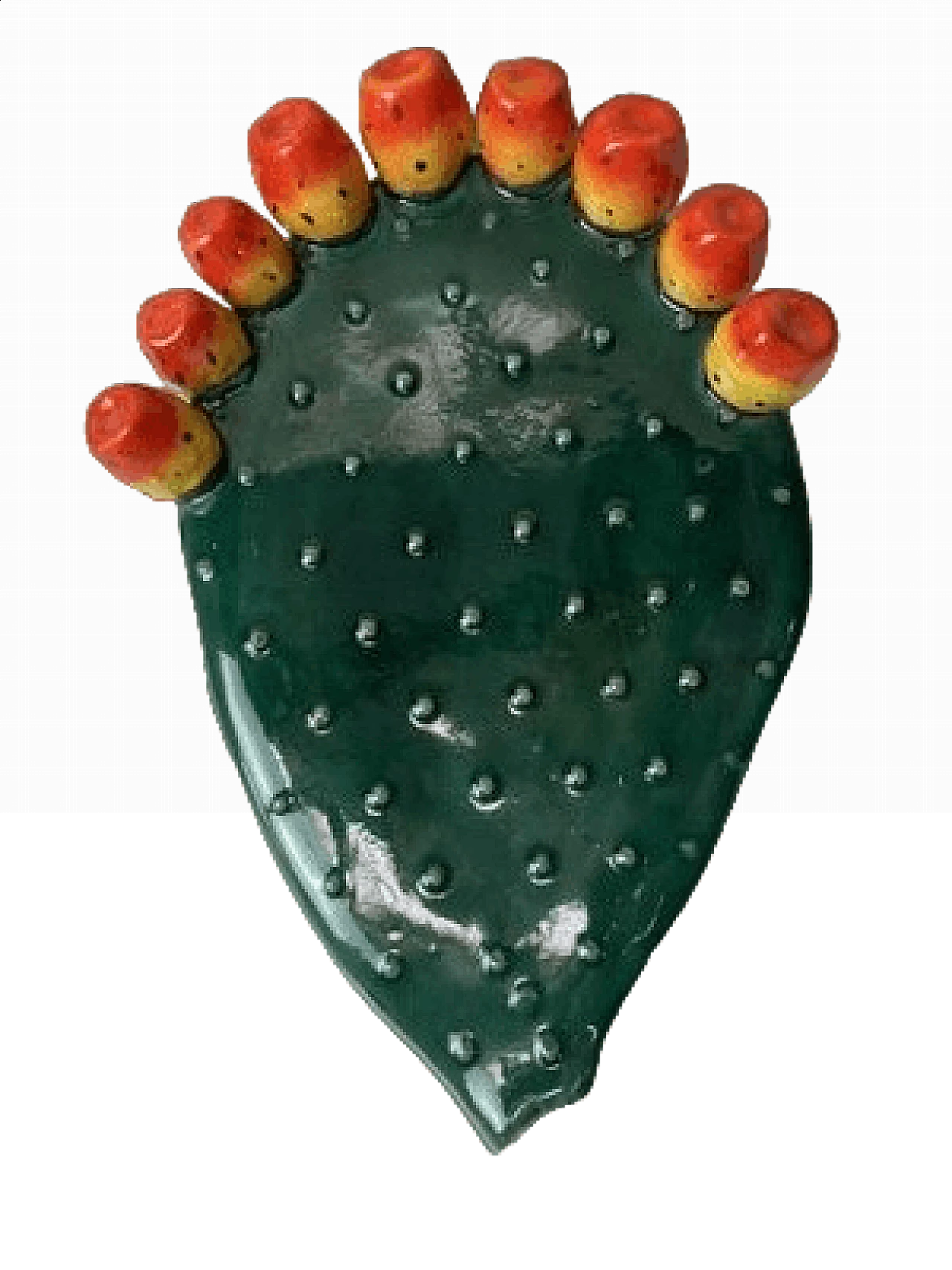 Sicilian glazed terracotta prickly pear leaf, 1980s 11