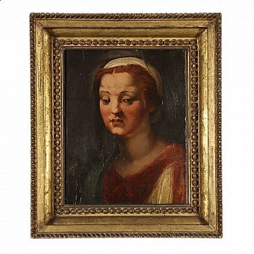 Testa femminile alla maniera di Andrea del Sarto, tempera su tavola, '500