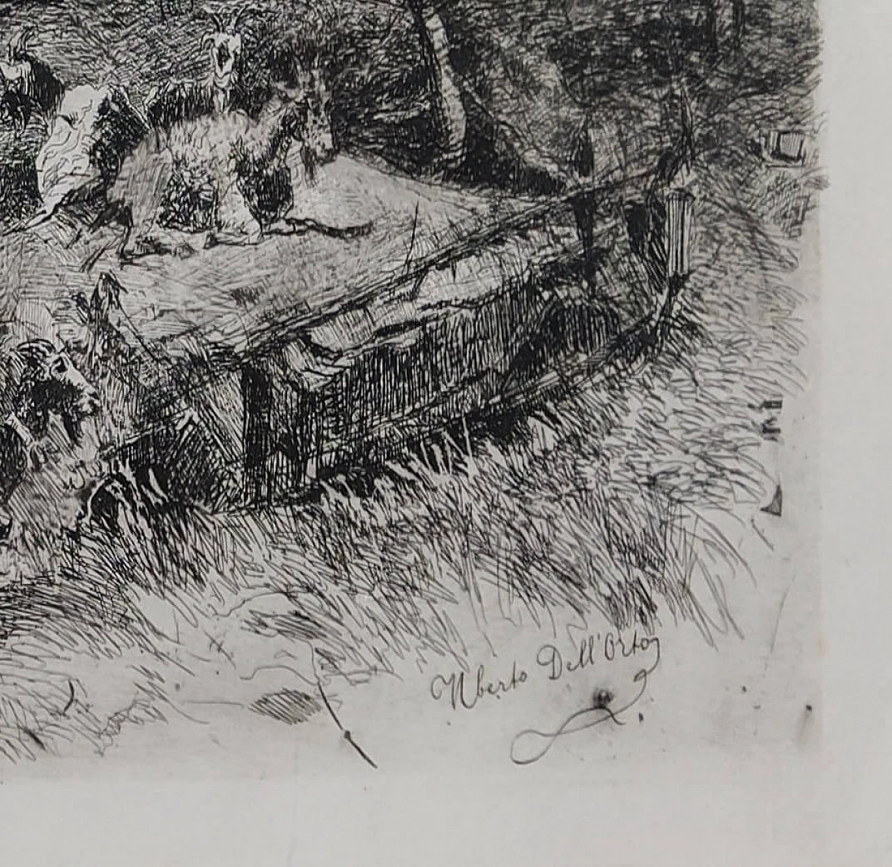 Uberto Dell’Orto, Scena pastorale, acquaforte e puntasecca, '800 2