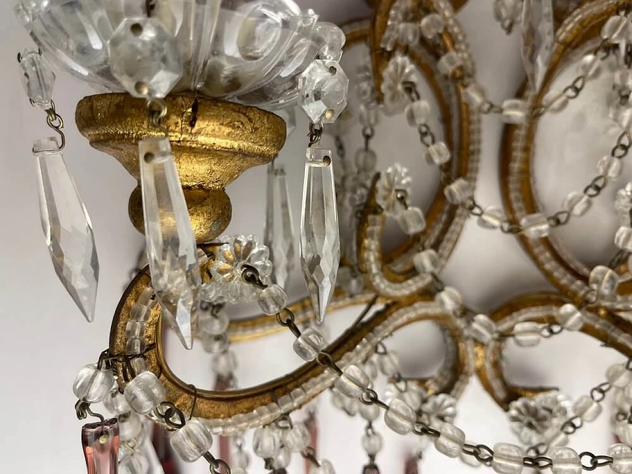 Coppia di applique in vetro di Murano ametista e cristallo, anni '50 11