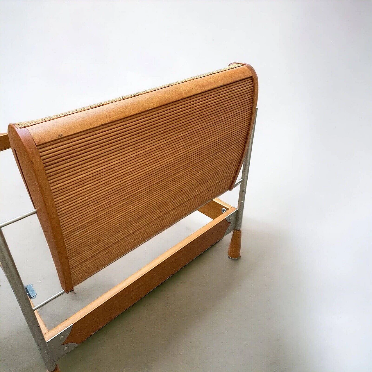 Single bed in wood, steel and wicker by Massimo Scolari for Giorgetti, 1980s 3