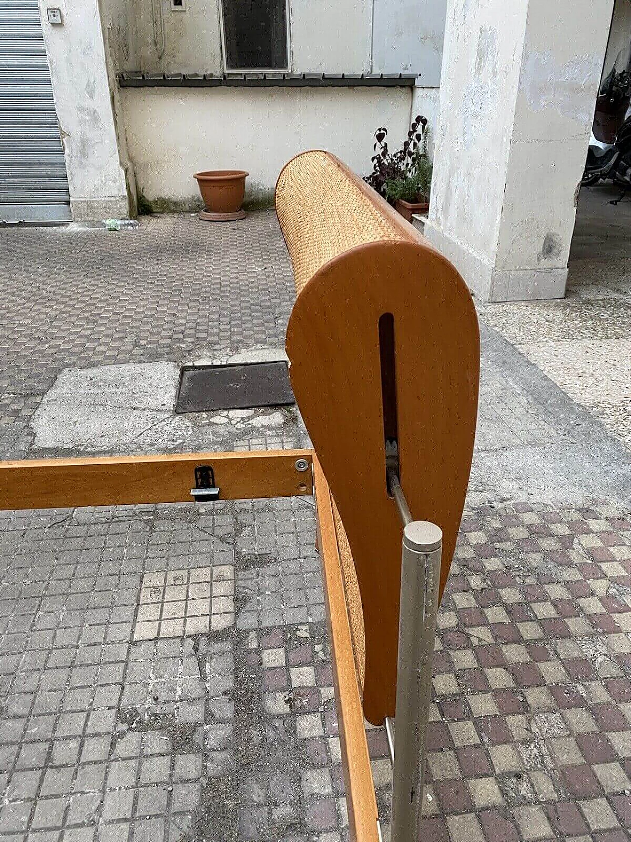 Single bed in wood, steel and wicker by Massimo Scolari for Giorgetti, 1980s 10