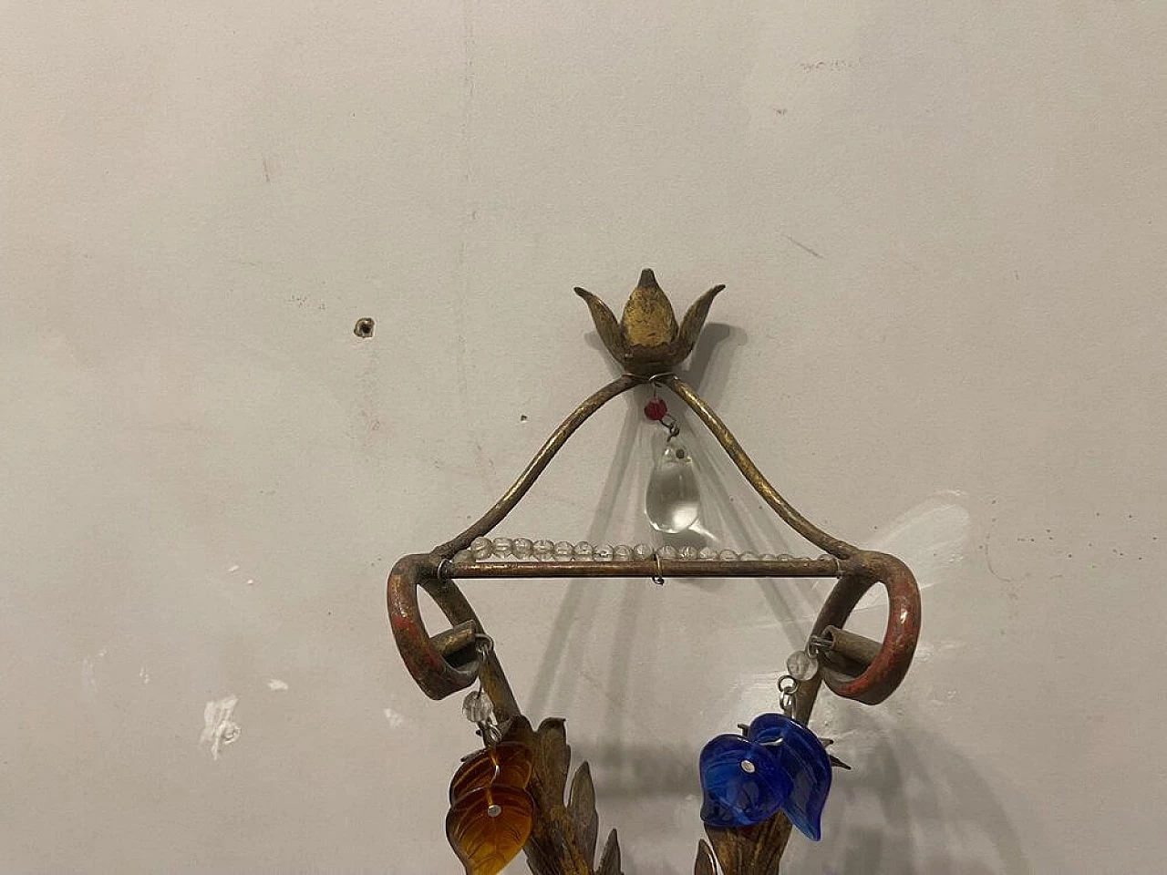 Coppia di applique Tole a forme di fiore in vetro di Murano, anni '50 4