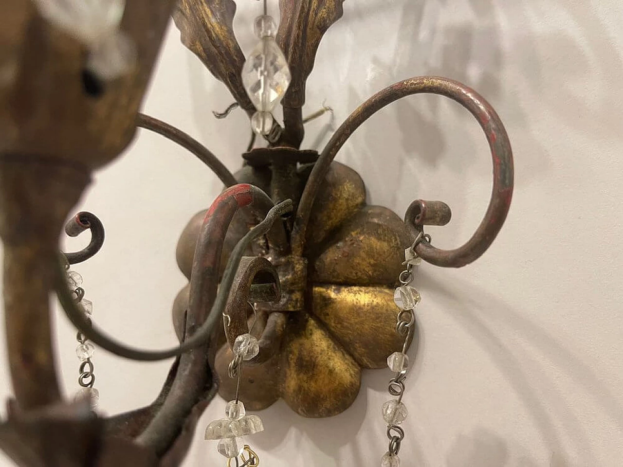 Coppia di applique Tole a forme di fiore in vetro di Murano, anni '50 7