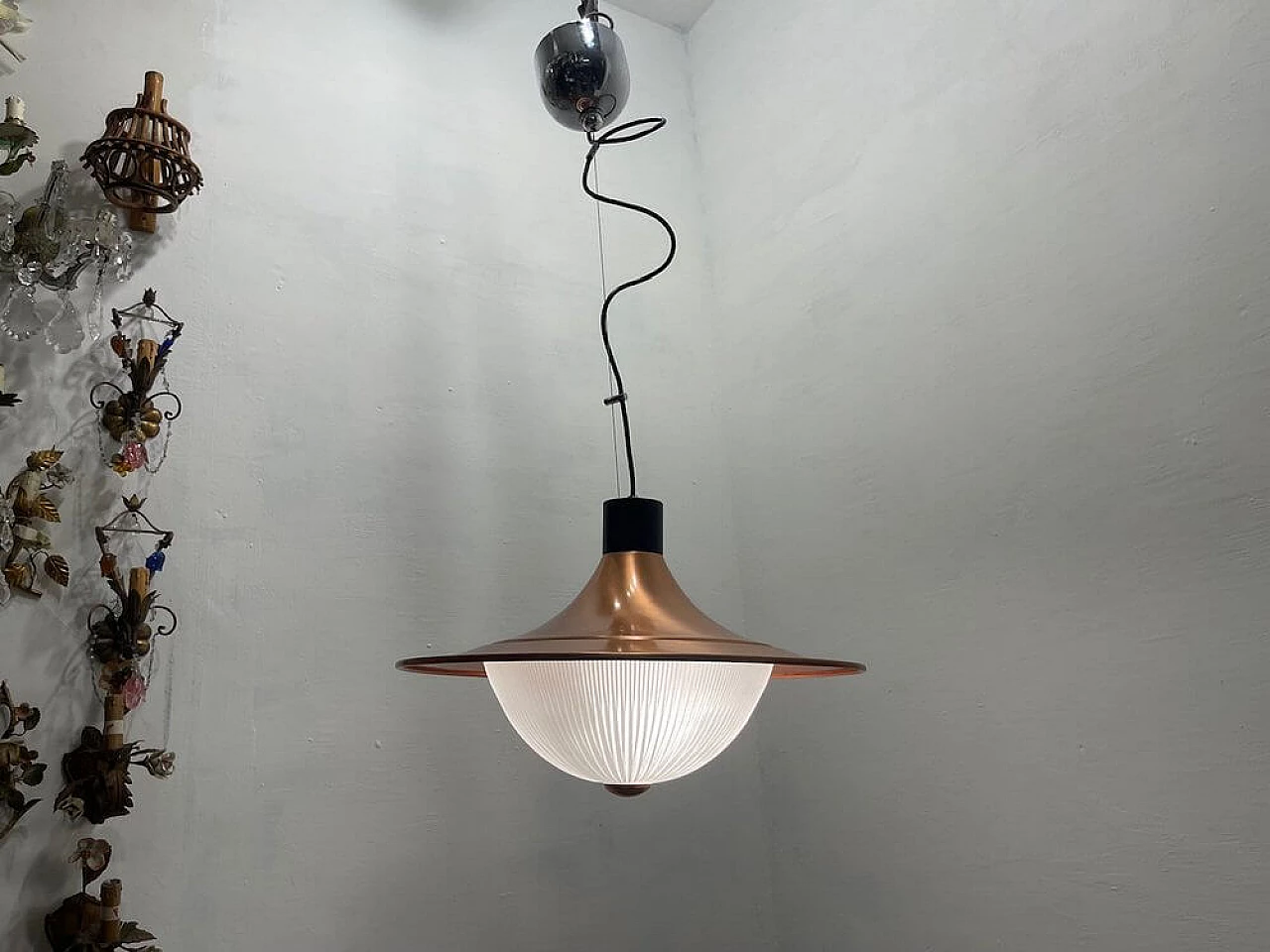 Copper pendant lamp, 1990s 4