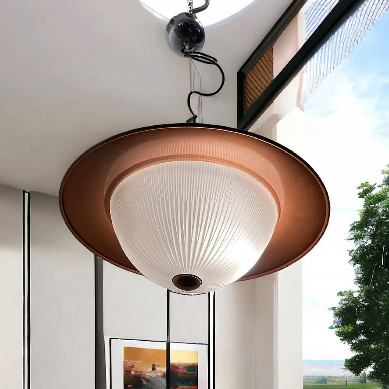 Copper pendant lamp, 1990s 10