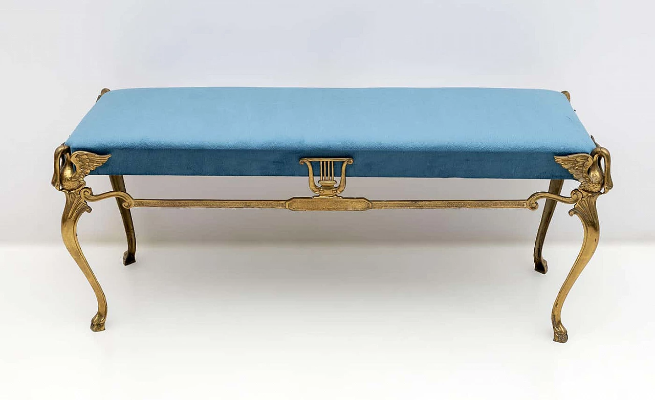 Bronze and brass bench on four swan-shaped feet, 1950s 3