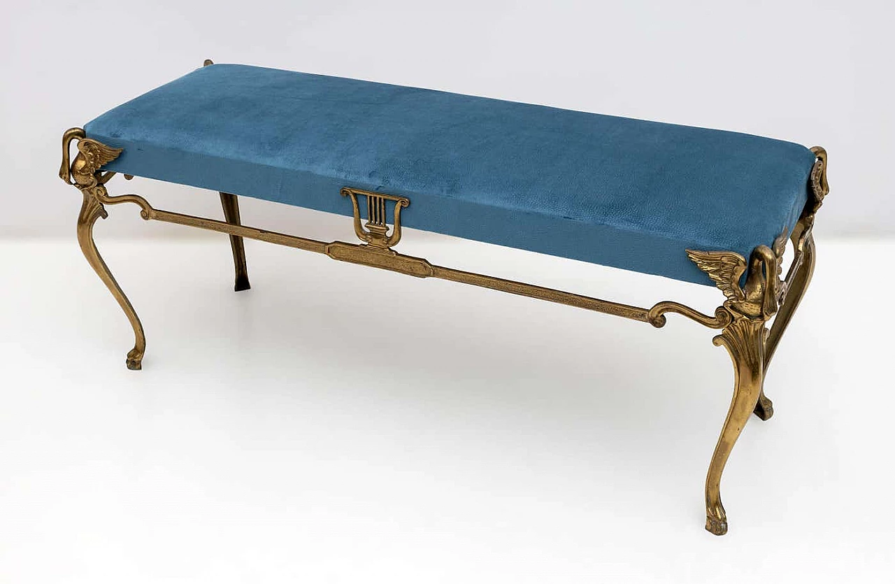 Bronze and brass bench on four swan-shaped feet, 1950s 4