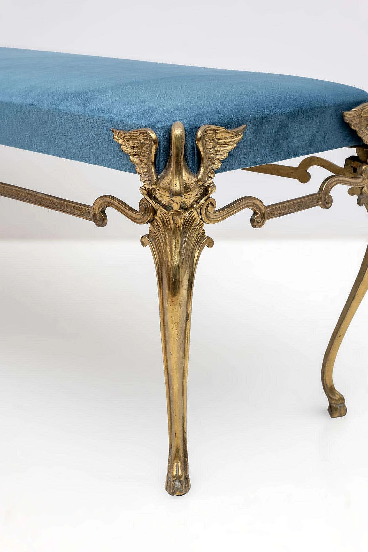 Bronze and brass bench on four swan-shaped feet, 1950s 5