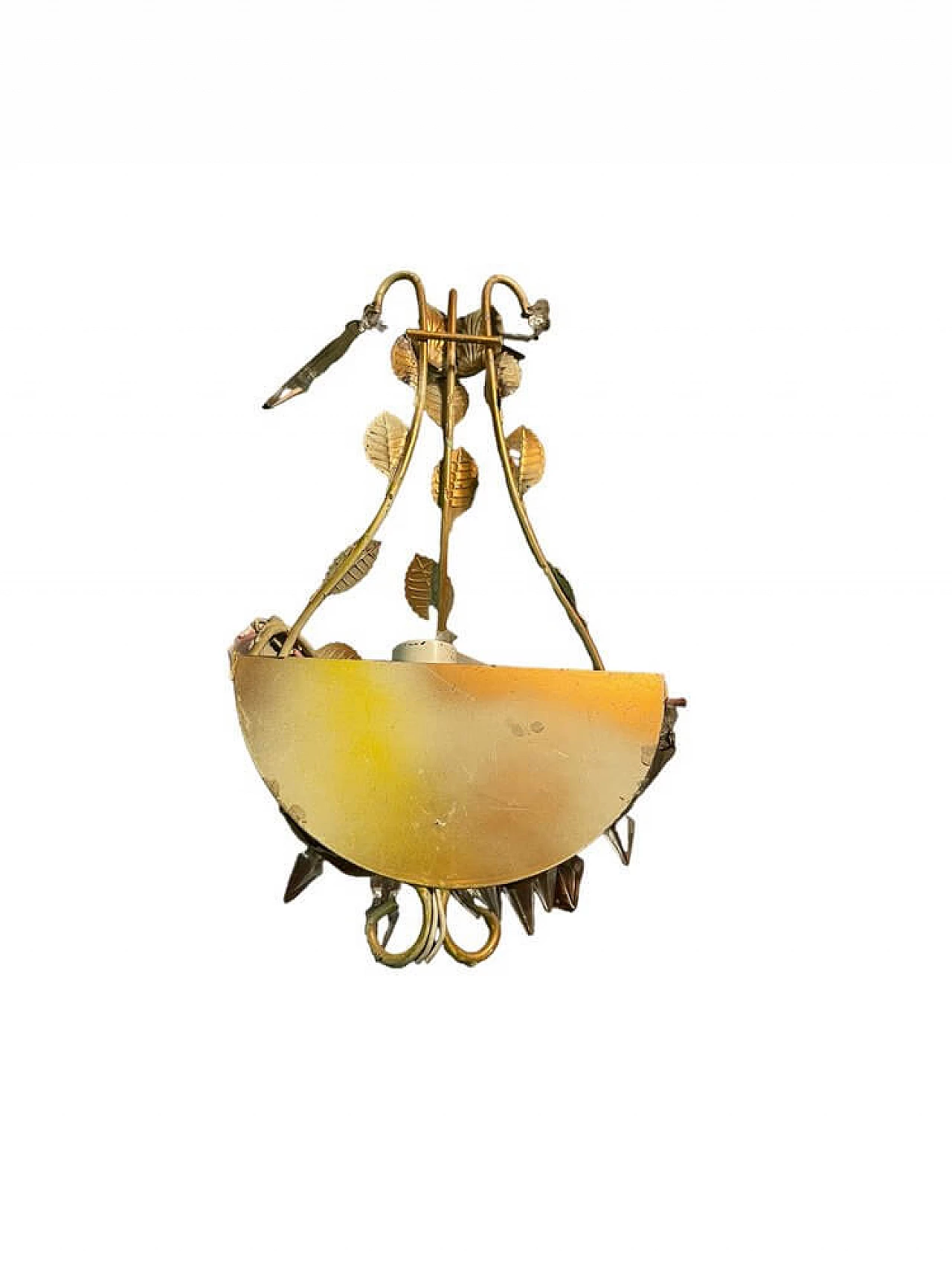 Pair of toleware, ceramic and crystal wall lights, 1960s 5