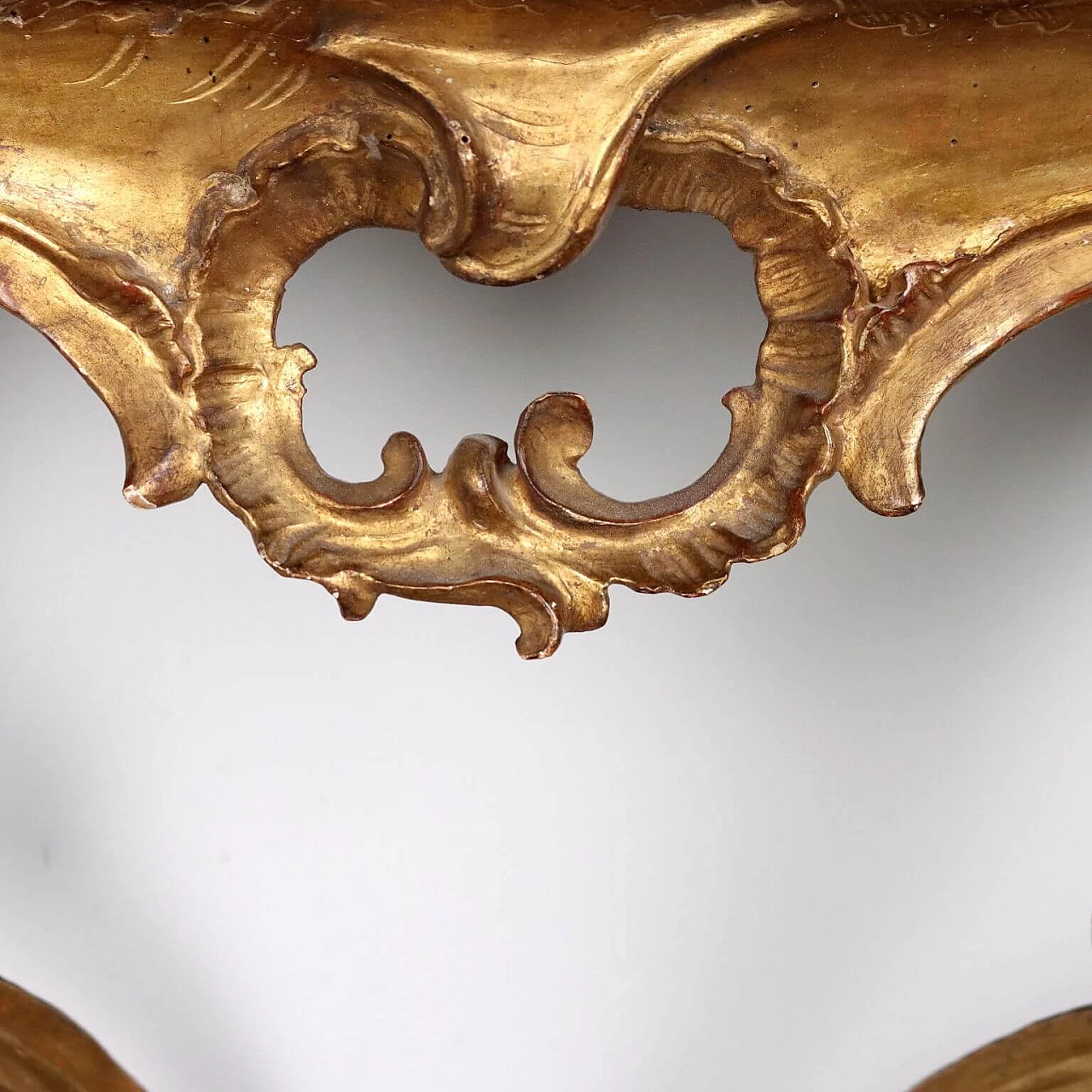 Consolle Barocchetto lombarda in legno dorato e marmorizzato, metà '700 4