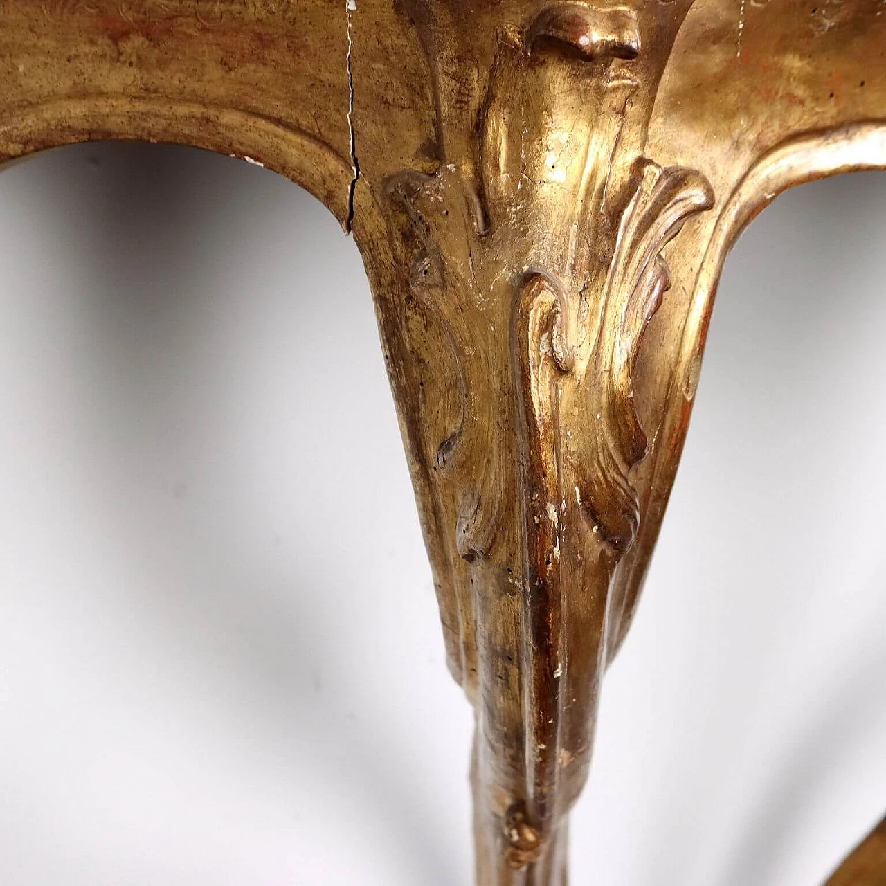 Consolle Barocchetto lombarda in legno dorato e marmorizzato, metà '700 6