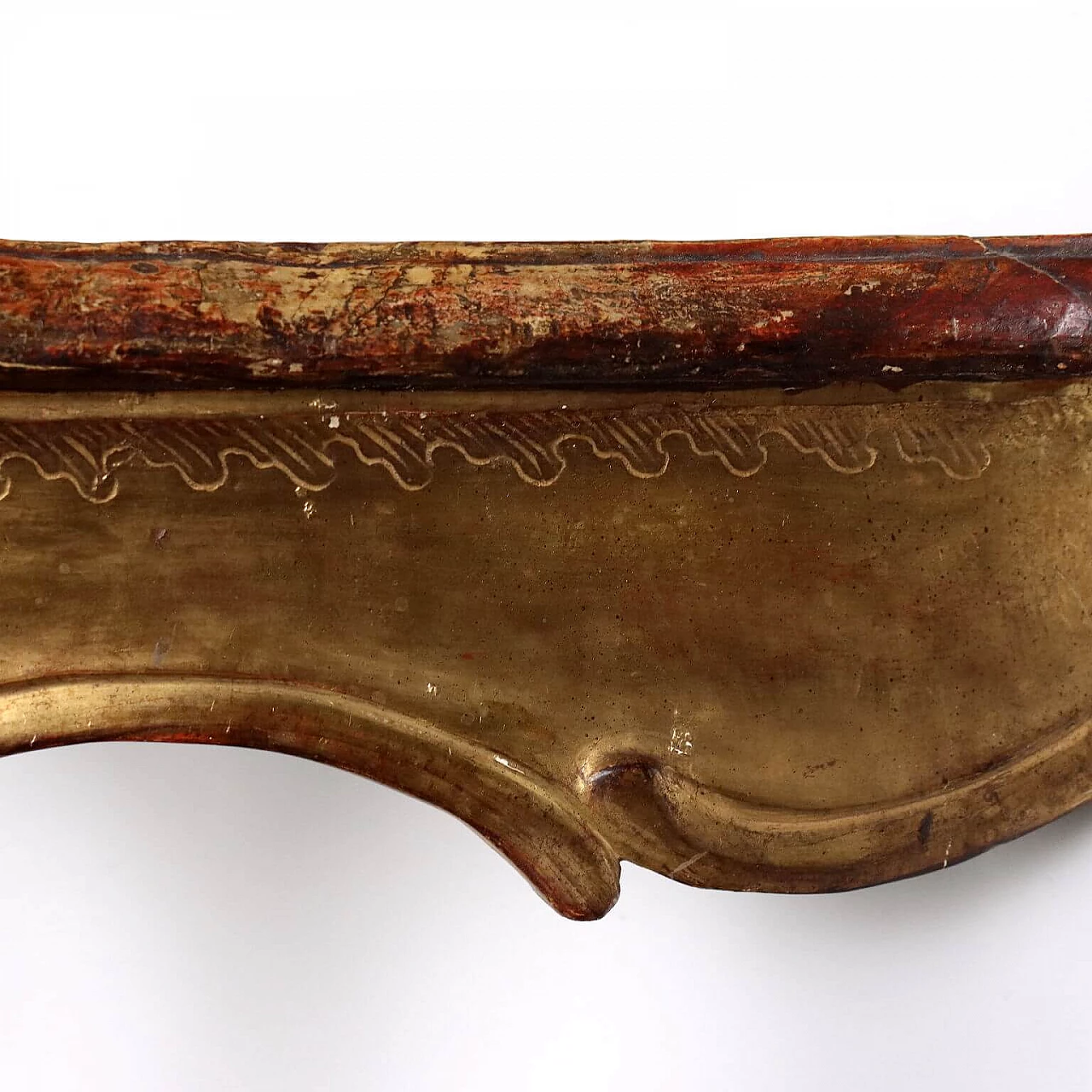 Consolle Barocchetto lombarda in legno dorato e marmorizzato, metà '700 7