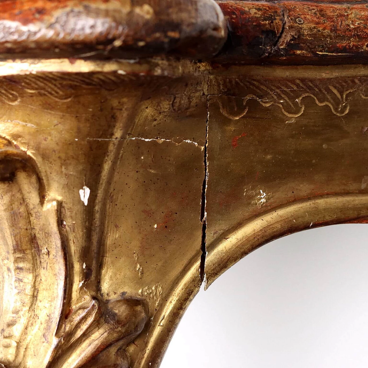 Consolle Barocchetto lombarda in legno dorato e marmorizzato, metà '700 8