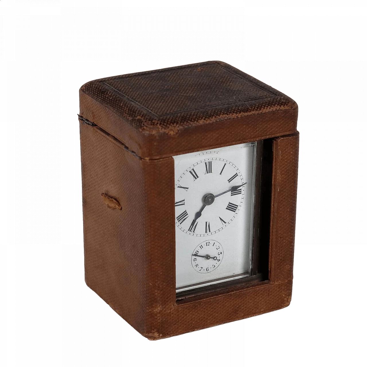 Bronze travel clock with case, late 19th century 11