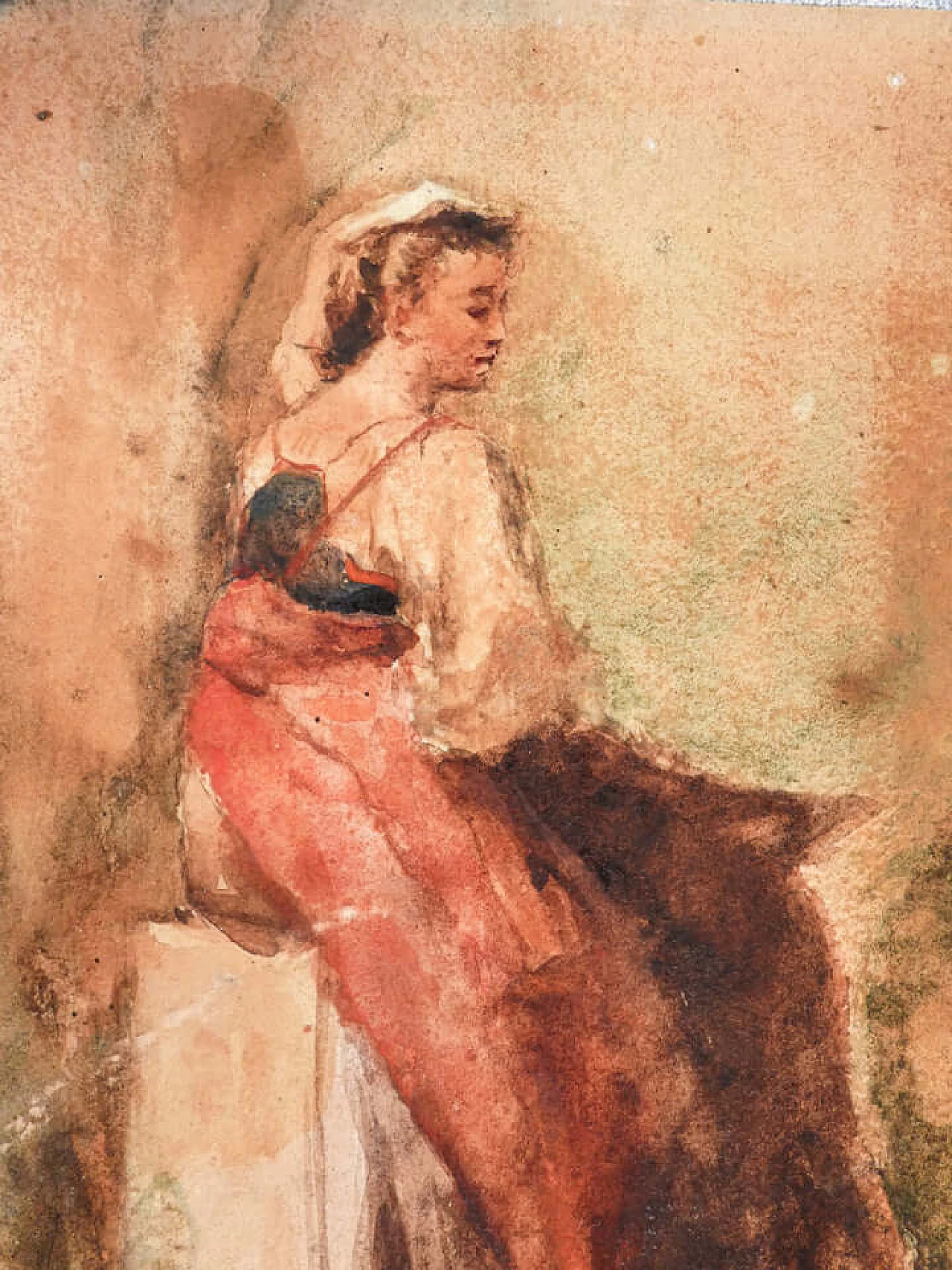 Giuseppe Bertini, female figure, watercolor on paper, 1848 3