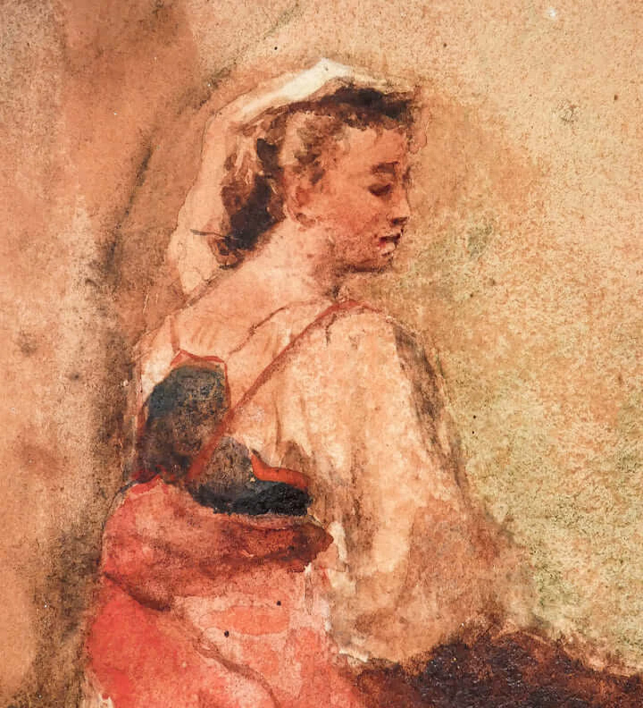 Giuseppe Bertini, female figure, watercolor on paper, 1848 4