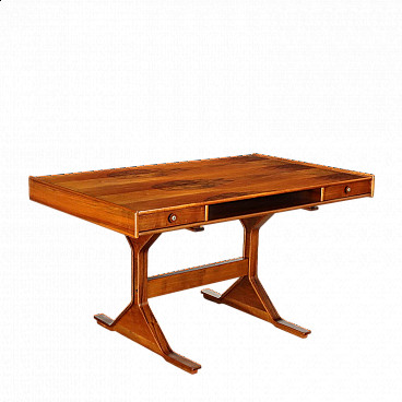 Walnut veneered desk 530 by Gianfranco Frattini for Bernini, 1960s