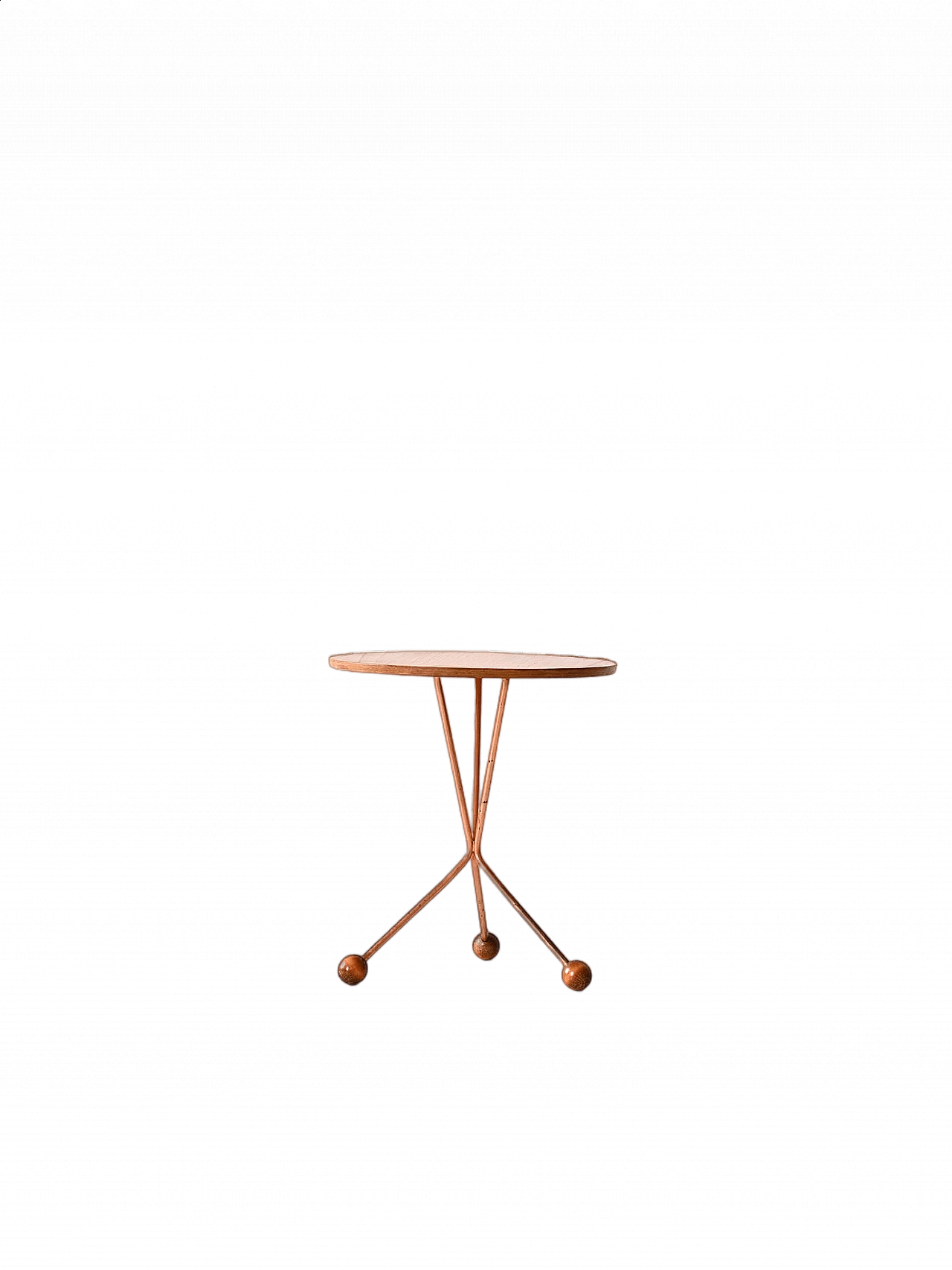 Coffee table with metal legs and round teak feet by Albert Larsson for Timbro, 1950s 10