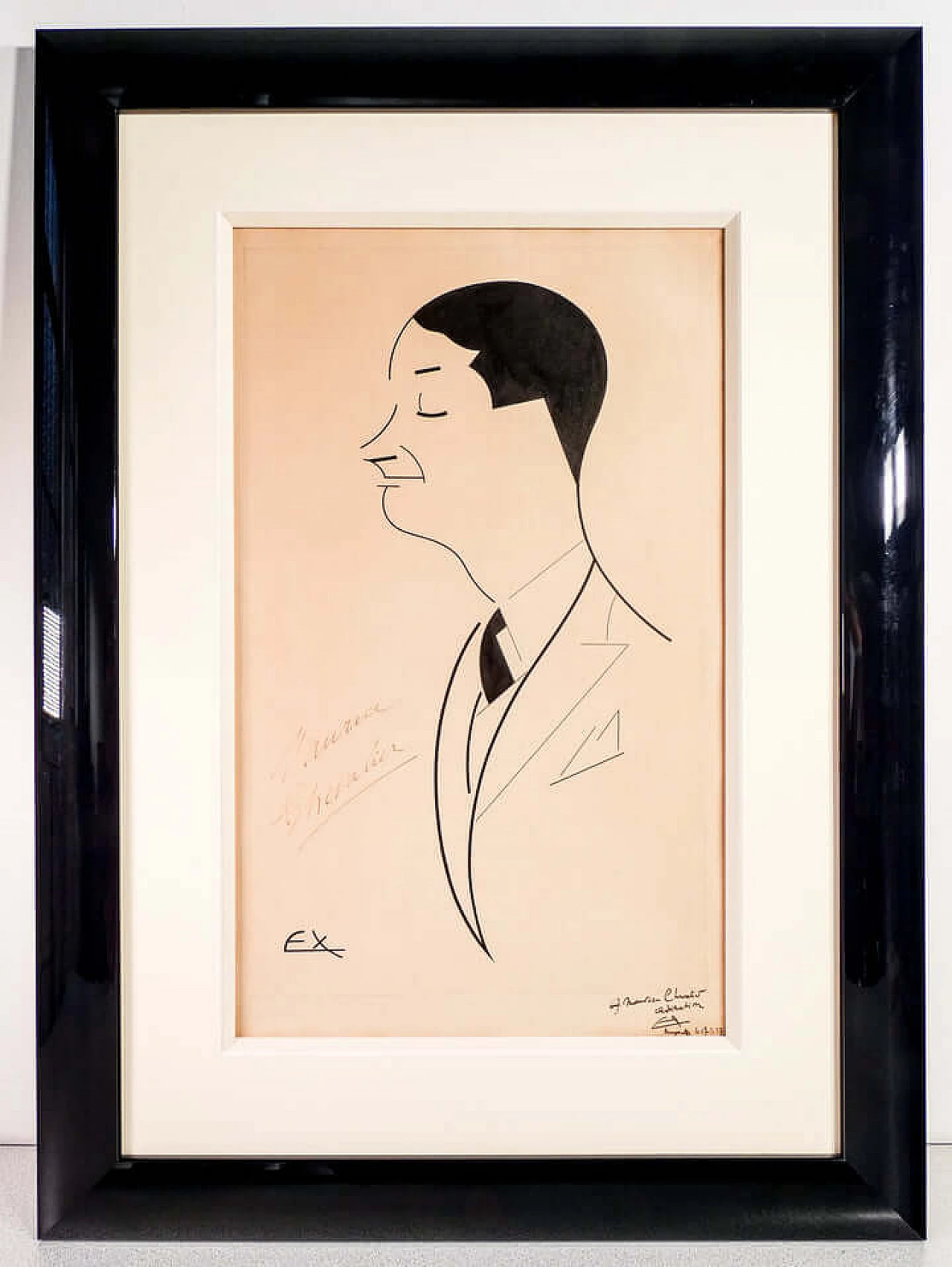 Ex, Maurice Chevalier portrait, Indian ink on paper, 1927 1