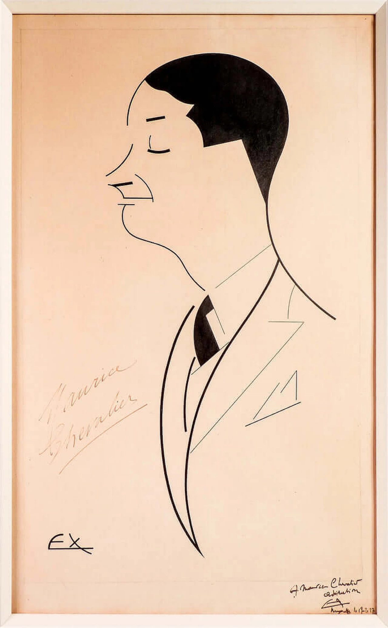 Ex, Maurice Chevalier portrait, Indian ink on paper, 1927 2