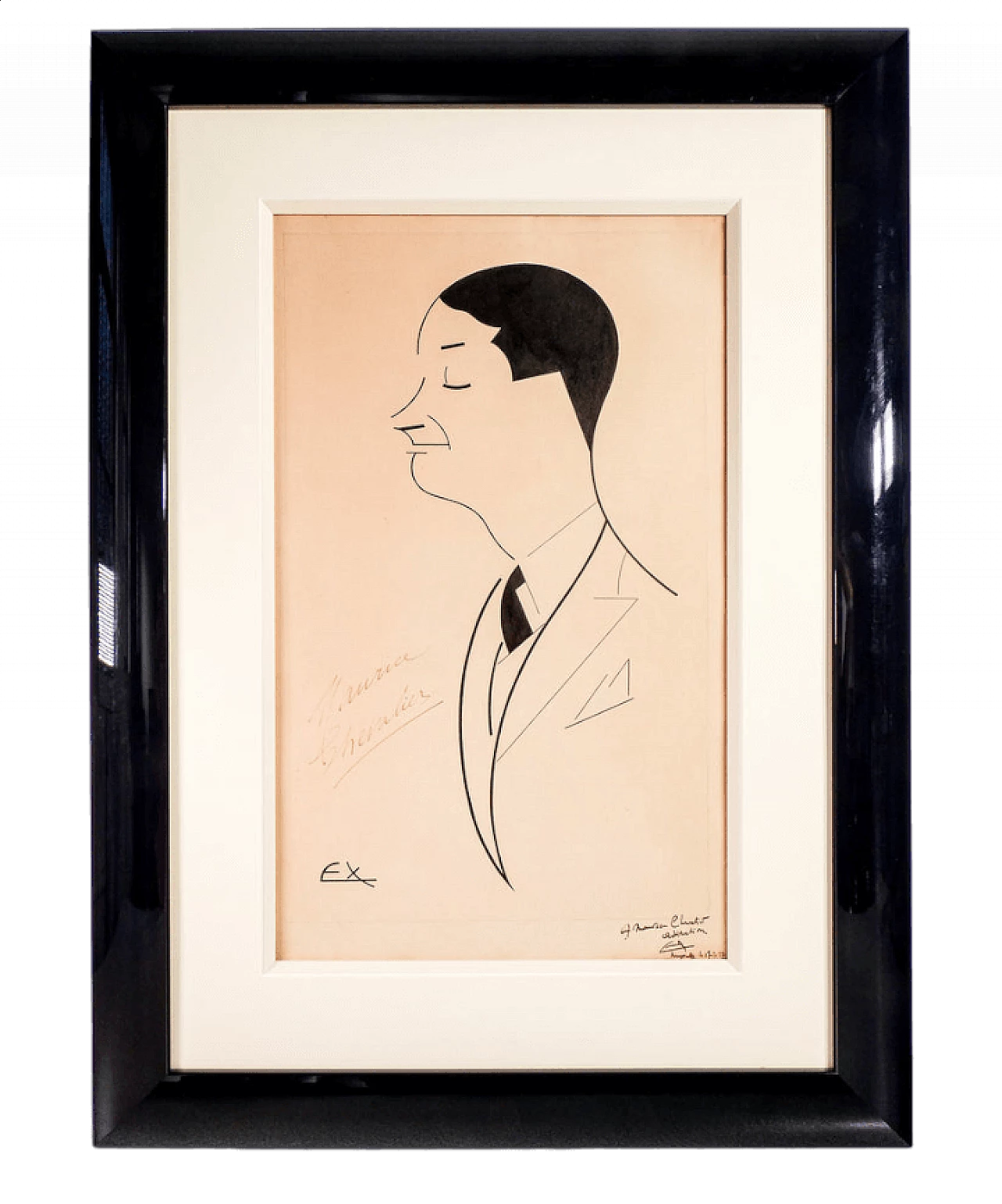 Ex, Maurice Chevalier portrait, Indian ink on paper, 1927 7