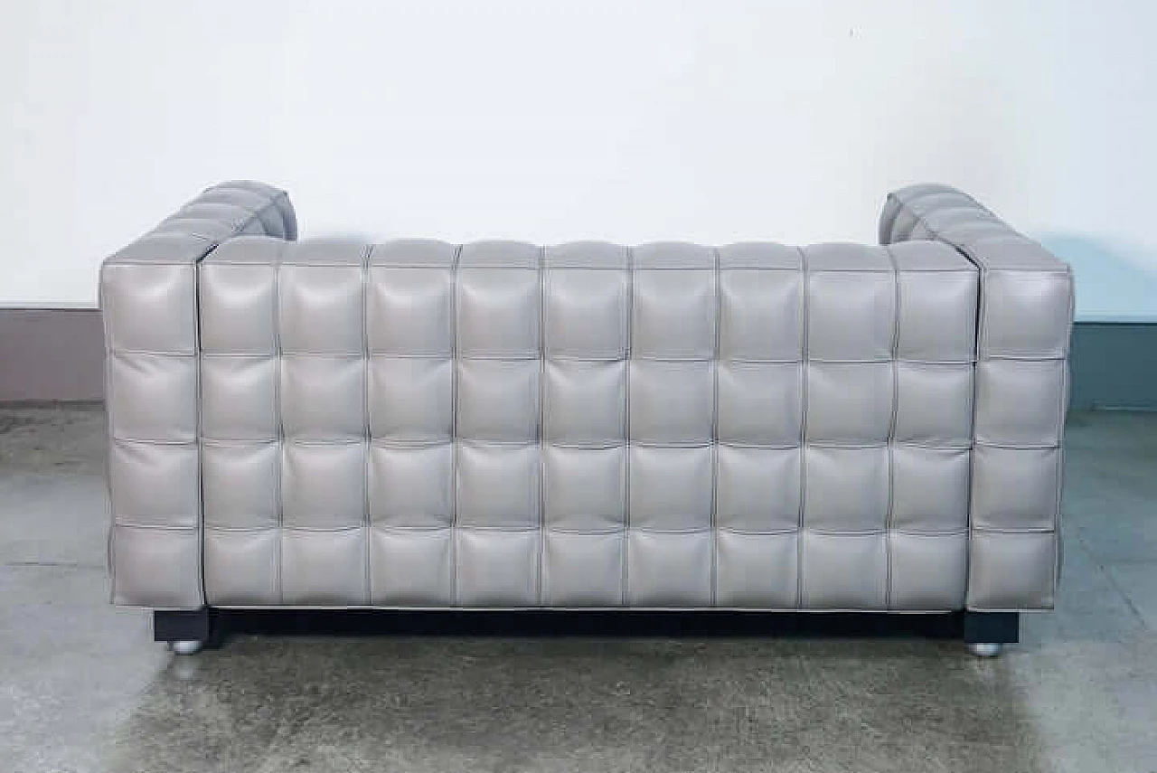 Gray leather Kubus sofa by Josef Hoffmann, 1980s 11