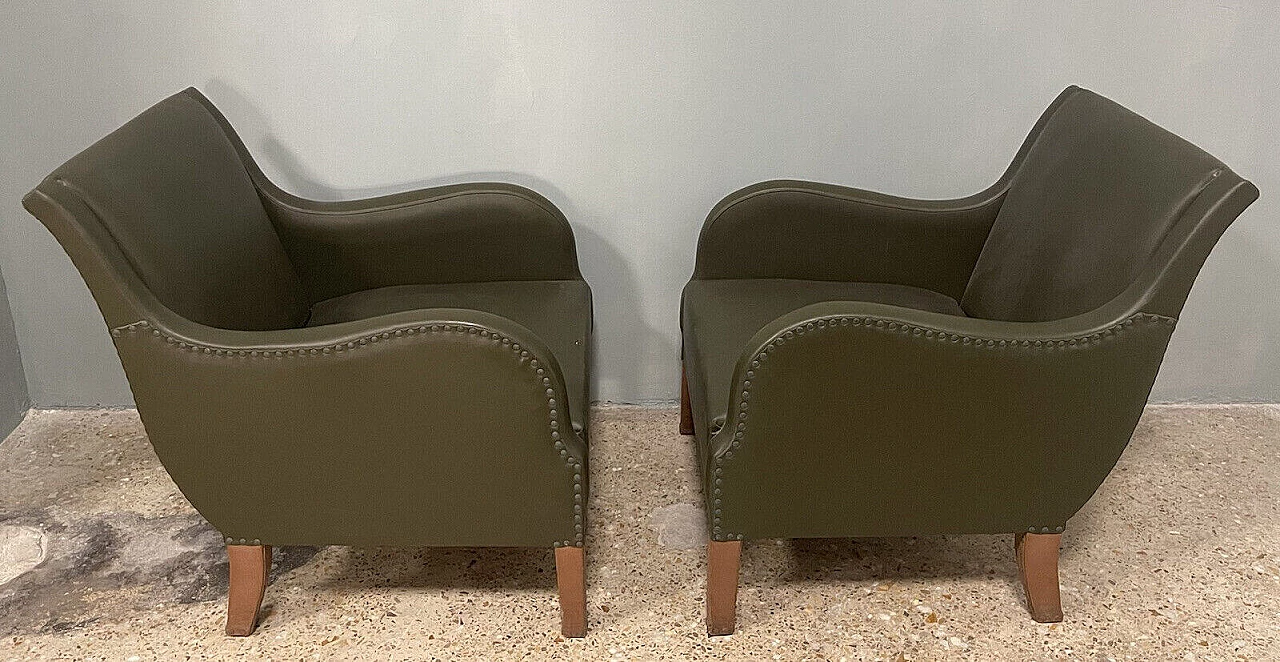Pair of bentwood and leather armchairs by Vittorio Bega & Figli, 1940s 1