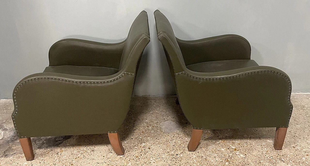 Pair of bentwood and leather armchairs by Vittorio Bega & Figli, 1940s 2