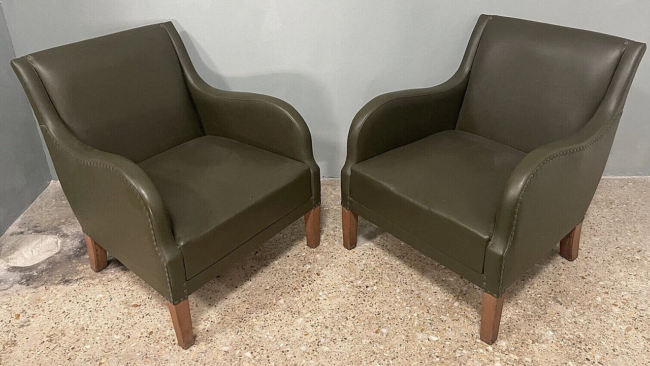 Pair of bentwood and leather armchairs by Vittorio Bega & Figli, 1940s 6