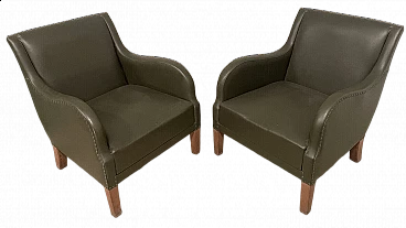 Pair of bentwood and leather armchairs by Vittorio Bega & Figli, 1940s