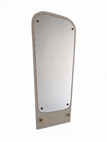 Art Deco mirror with white painted wooden frame and gilded details, 1940s